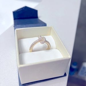 Victoria Emerson Knotted Moissanite Pave Gold Verneil Ring - Brand New